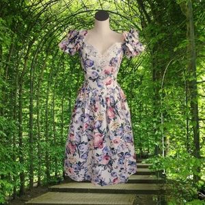 Vintage Jessica McClintock Floral Dress